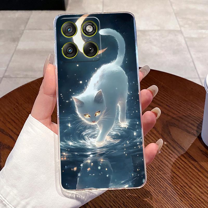 Jelly Casing For Motorola Edge 70 Clear Silicone Soft TPU Back Cover Cute Cat Rabbit Heart Phone Case