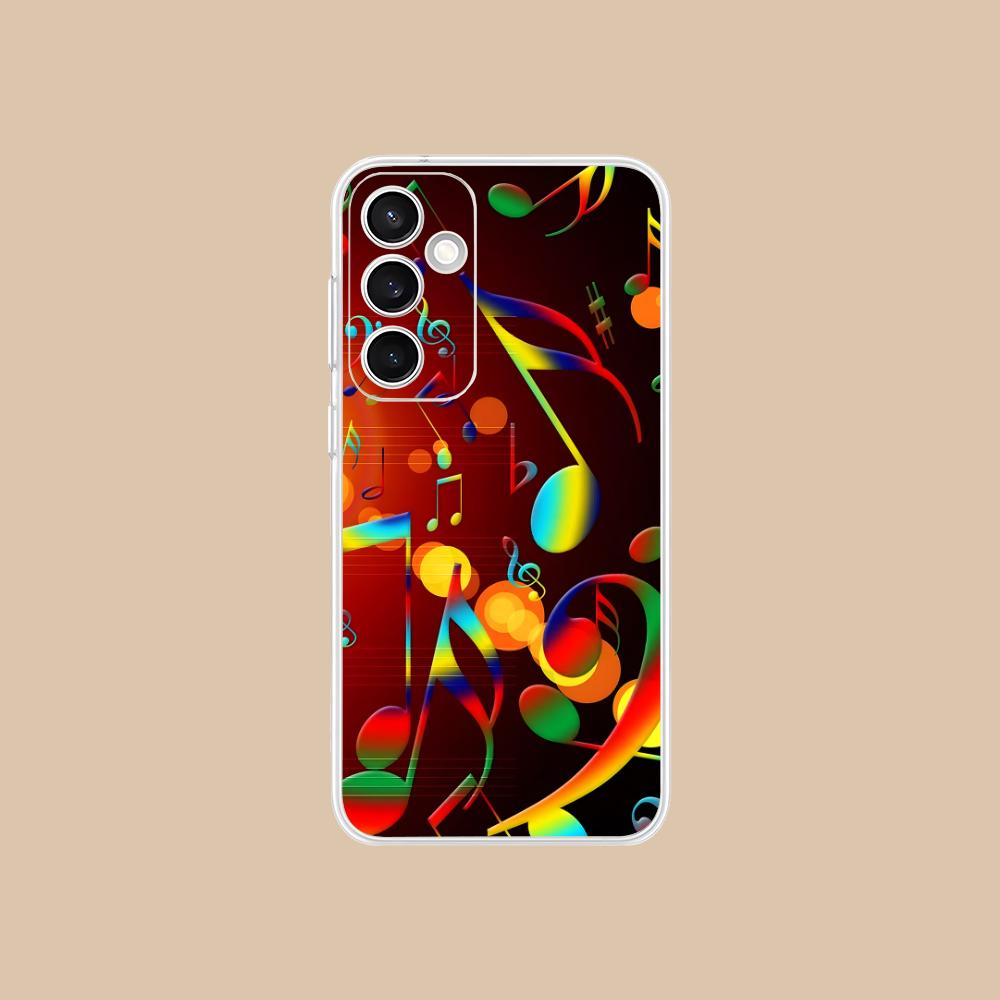 Musical Note Staff Mobile Phone Case for Samsung Galaxy S25 S24 S23 S22 S21Plus FE Ultra Clear Colorful Cover Smartphone Cover