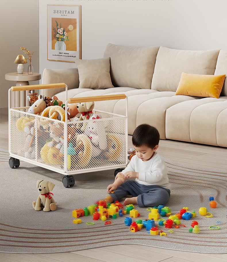 Large Plush Toy Storage Basket with Handles for Children's Dolls