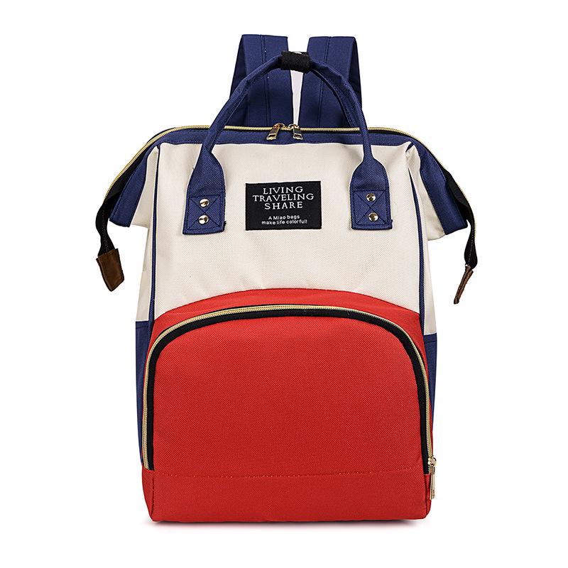 New Fashion Canvas Mummy Bag: Colorblock Backpack for Mom, Large Capacity Baby Bottle Handbag