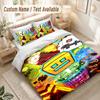 Geometry Dash Bedding Set, 1 Duvet Cover & 2 Pillowcases Soft Comfortable Bedroom Home Textile Decor