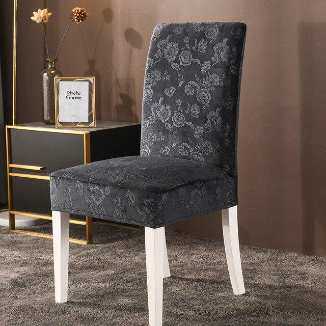1/2/4/6 Pcs Velvet Extensible Dining Chair Cover Spandex Slipcover Case For Kitchen Dining Room Chair Covers Elastic Stretch