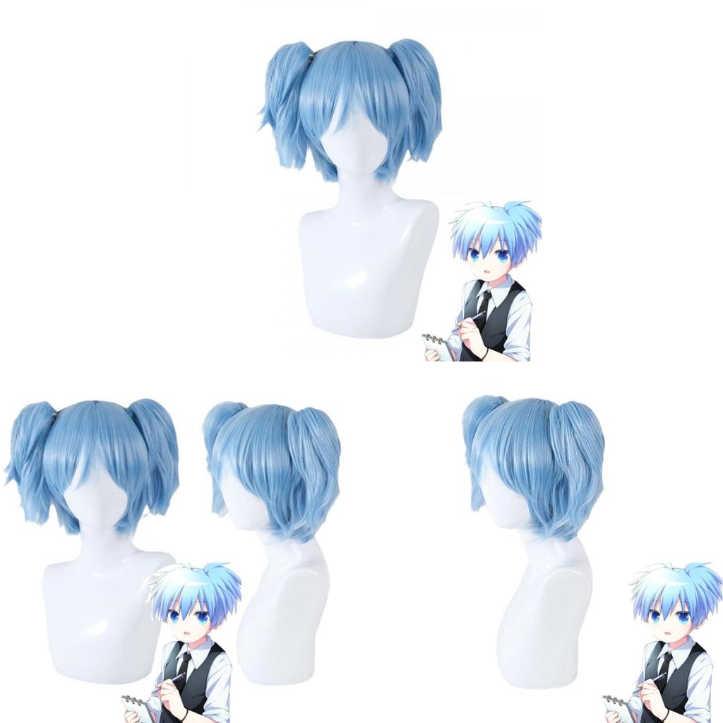 Peluca Cosplay de Shiota Nagisa de Assassination Classroom Con Doble Cola de Caballo Para Fiestas de Disfraces