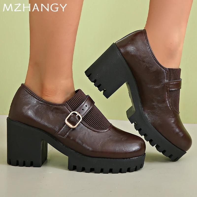 Módní dámské kožené platformové kotníkové boty na vysokém podpatku Mokasíny Boty Žena 2025 Trend Elegantní Zimní Nové Motorkářské boty Mujer Botas