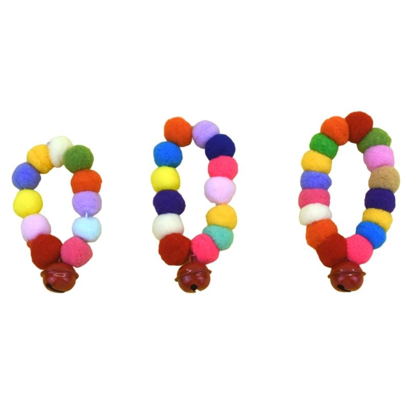 4pcs Festival Plush Pet Collars with Pompoms Bells Charm Colorful Furry Birthday Collar for Cats and Dogs
