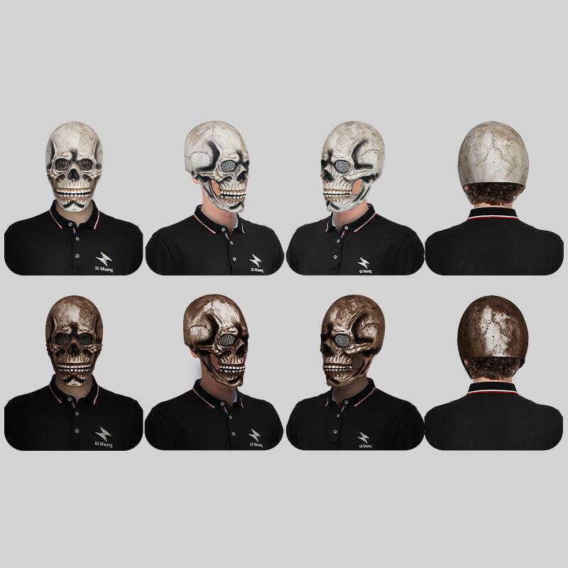 Mouth Movable Jaw Skull Hood Mask Masquerade Open Mouth Horror Skeleton Headgear Halloween Party Spoof Props Cosplay Costume