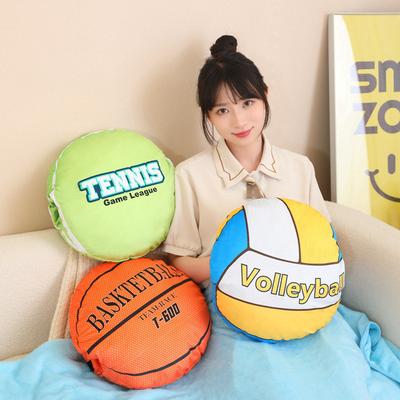 Creative Basketball Volleyball Pillow Blanket Plush Toy Tennis Doll Office Lunch Break Air Conditioning Blanket Ragdoll Doll