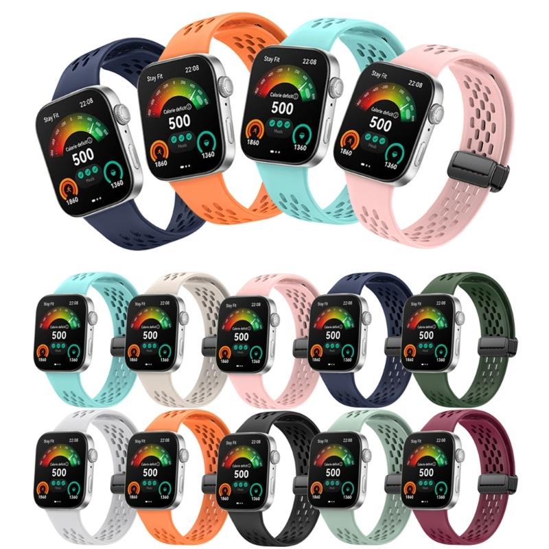 Comfortable Silicone Band with Magnetic Lock Breathable Accessory Sweat Resistant Silicone Watch Strap for Watch Fit3