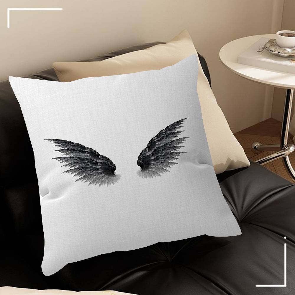 Black White Angel Wings Pillow Gifts Home Office Furnishings Bedroom Sofa Car Cushion Cover Case 45x45cm