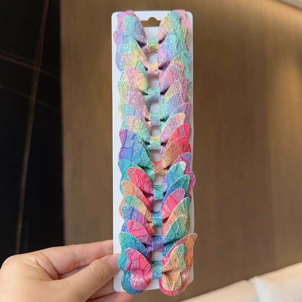10 Stück Feste Schmetterlings-Haarschleifen und Haarspangen Baby Mädchen Leder Kinder Haarschmuck Haarnadeln Haarspangen Kopfschmuck Geschenk