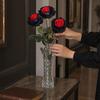 Flor de Rosa Artificial, Rosa Gótica Negra Roja de Seda Artificial con Tallo Largo para Arreglo Floral de Halloween, Centro de Mesa para Bodas en Casa