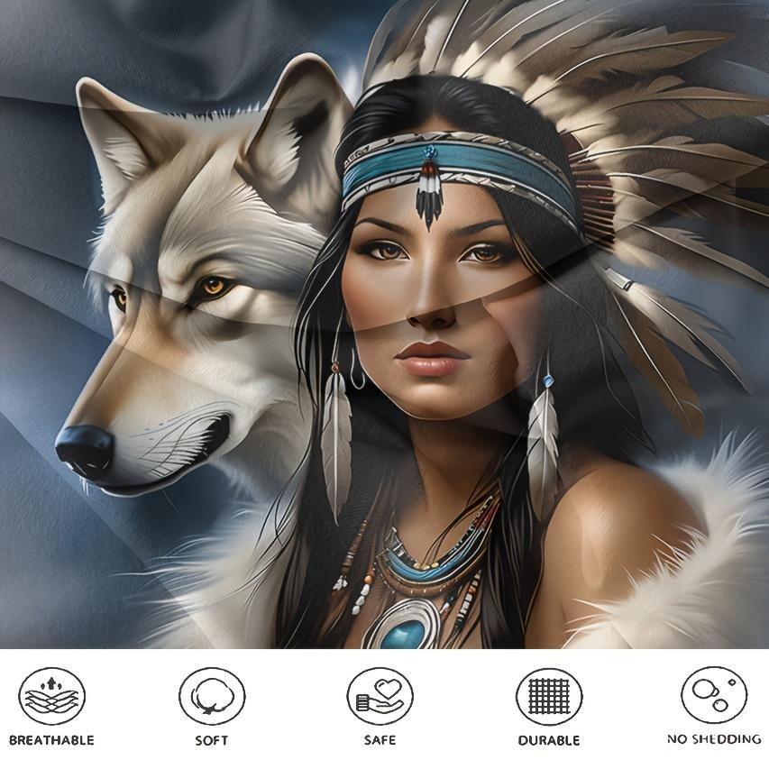 Comforter Wolf Feather Design Showcase The Dynamic Wildness Natural Elements Combined Theme Pattern Bedding Set 3D Print