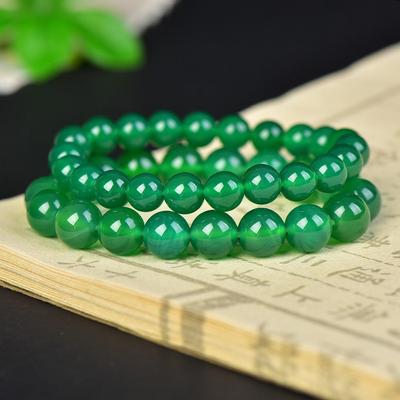 7A Natural Green Agate Bracelet for Men & Women - Versatile Couple Style High Ice Green Chalcedony Single Strand