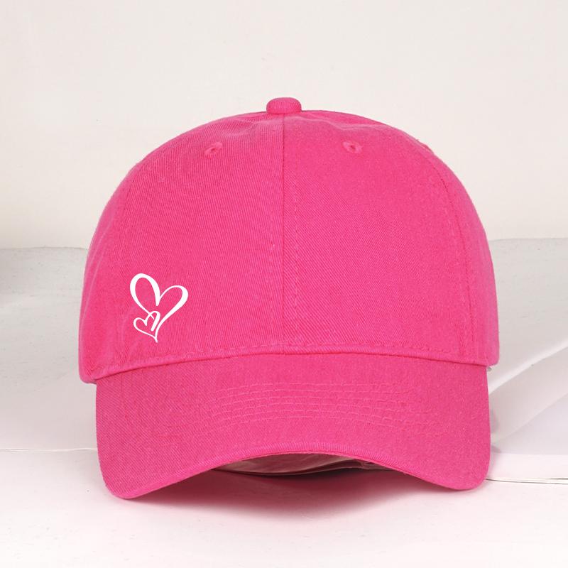 Minimalist Double Heart Print Baseball Cap WoUnisex Unisex Soft Cotton Adjustable Dad Hat Casual Love Theme Sun Hat