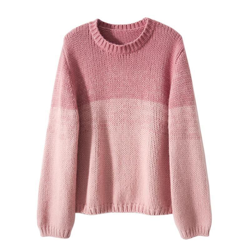 Lazy wind gradually change striped pullover knitted sweater women's autumn and winter new soft waxy loose fashion warm sweater