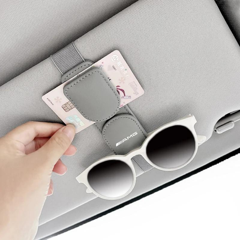 GLC GLB Skinn Dobbel Klips Brilleholder Bil Magnetisk Solbrilleoppbevaringsklips For Mercedes Benz AMG W206 W204 W205 W212 W213 W2
