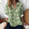 Womens Loose Fit Long Sleeve Cotton Linen Shirt With 3D Floral Print Casual Blouse 2025