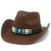 Brown Sunscreen Visor Simple Curved Brim Literary Retro Cowboy Hat Trend European and American Style Panama Straw Hat