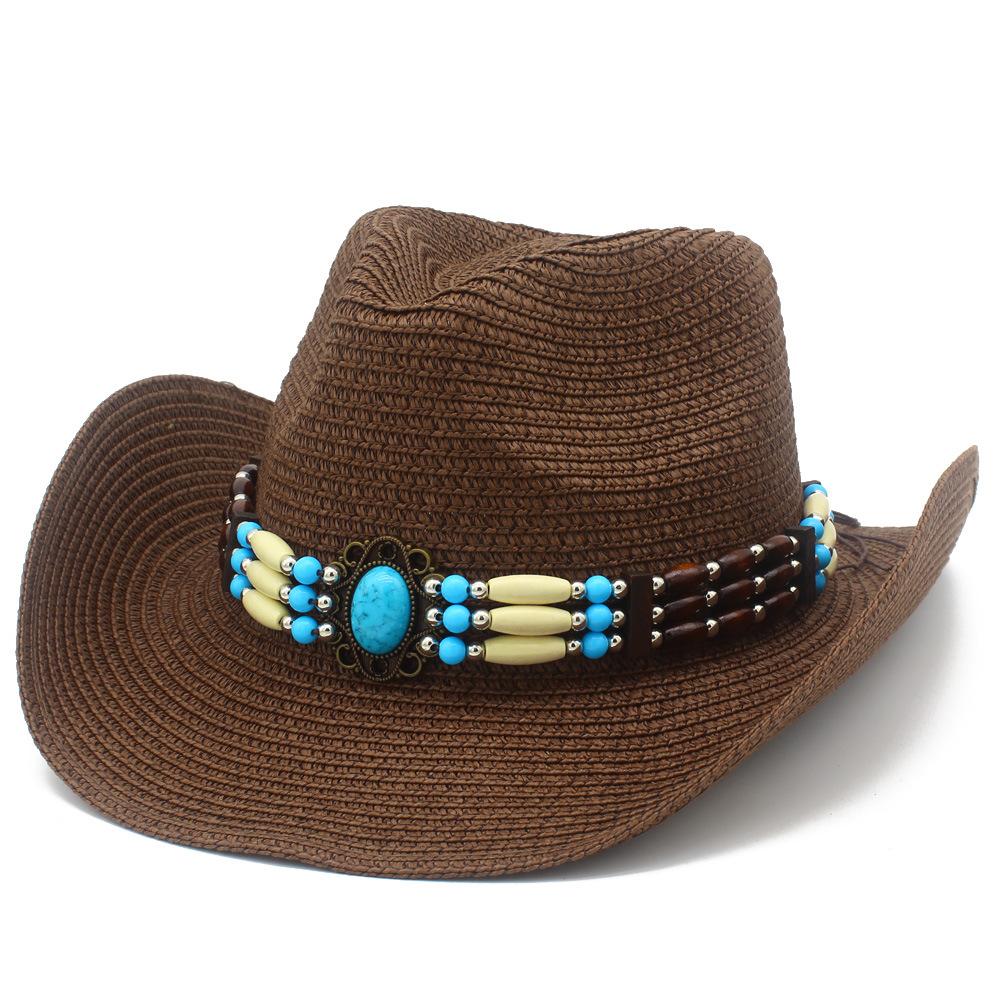 Brown Sunscreen Visor Simple Curved Brim Literary Retro Cowboy Hat Trend European and American Style Panama Straw Hat