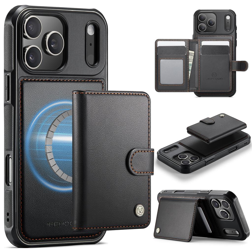 2 in 1 Detachable Cards Solt Business Magnetic Wallet Leather Case for iPhone 17 Pro Max 16 Plus 15 14 13 12 11 Book Stand Cover