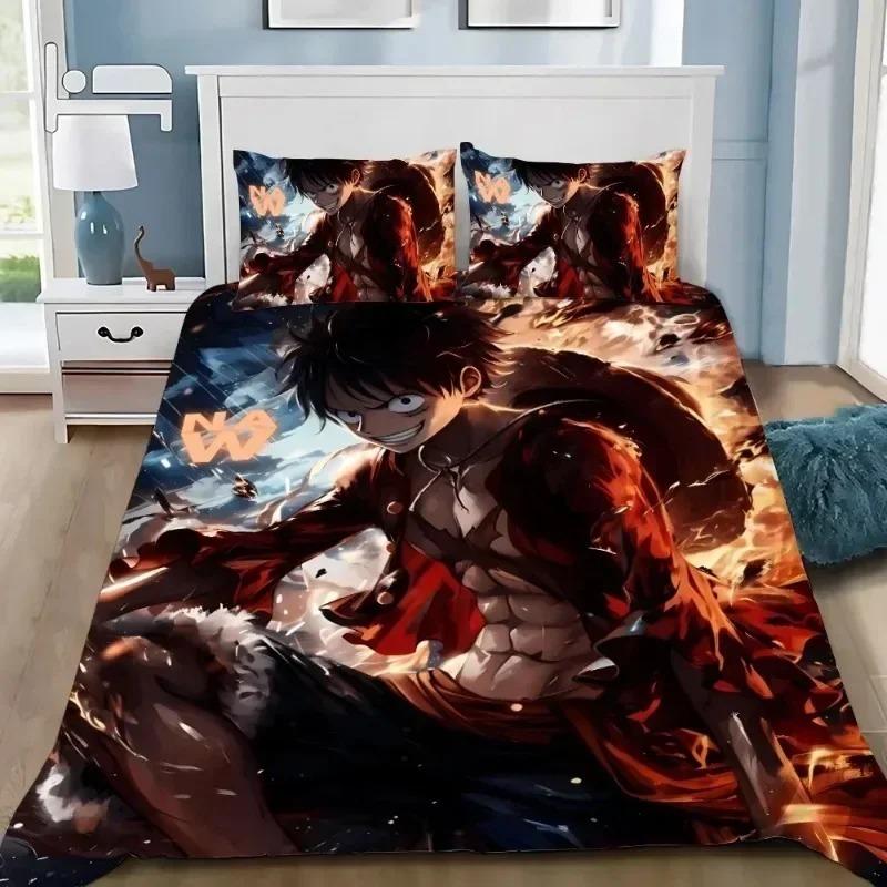 Hot One Piece Duvet Cover Pillowcase Bedding Set Anime for Adult Boy Girl Bedroom Decoration Single Double Large Size Bedding