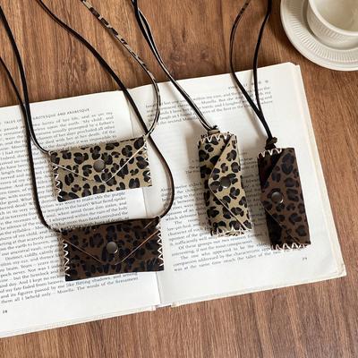 Leopard Print Leopard Leather Bag Necklace Collarbone Chain Clavicle Chain  Girls Gift