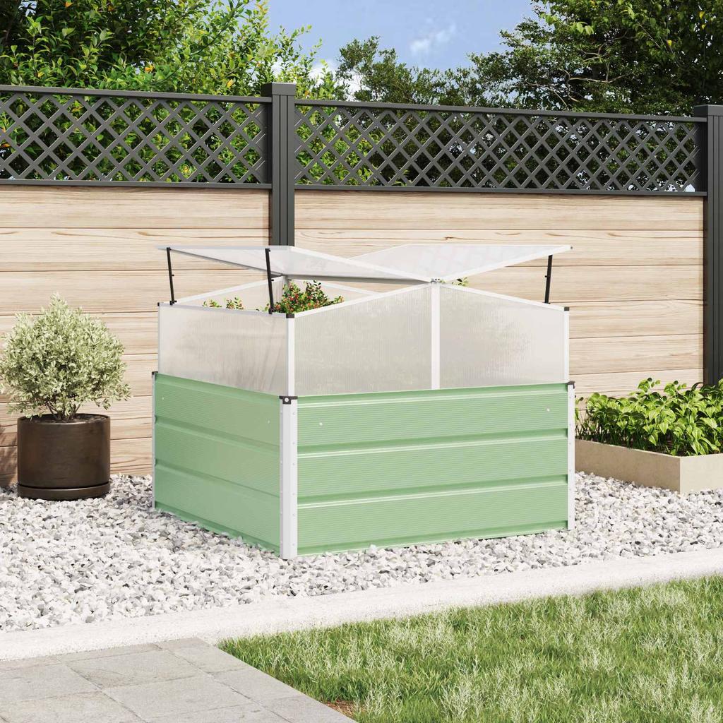 Planter Box Pastel Green 100 X 100 X 77 Cm Galvanized Steel