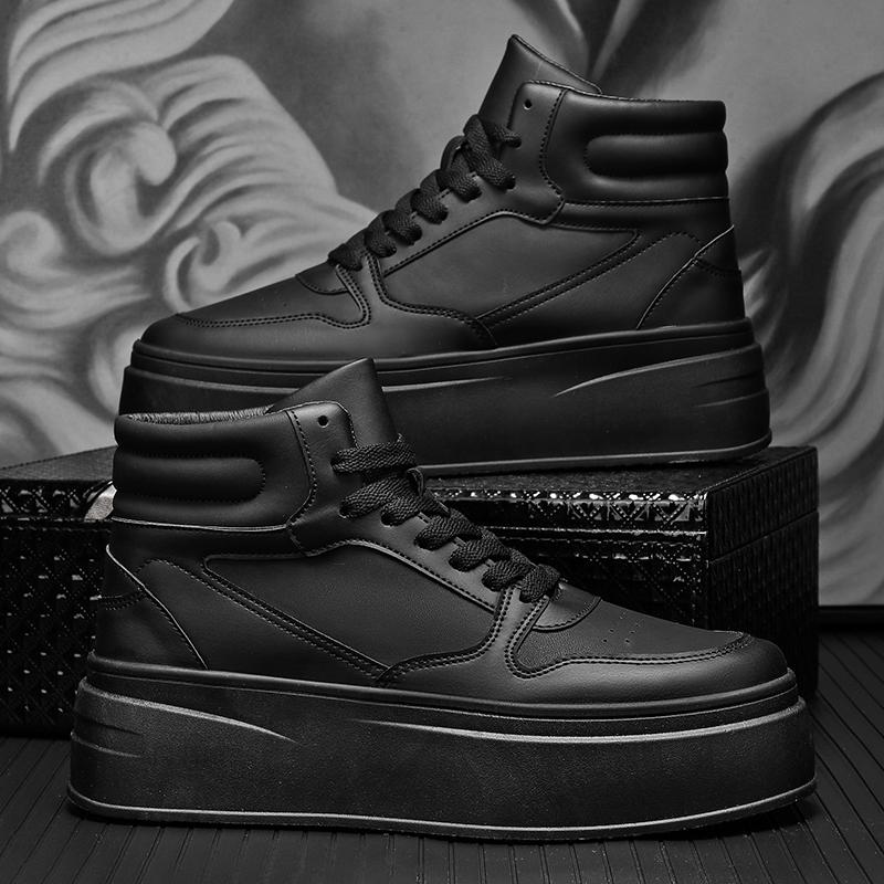 Autumn Men Casual Sneakers Platform Ankle Boots High-top Thick Bottom Sneakers Male Outdoor Basketball Shoes Sport Trainers for Daily Use