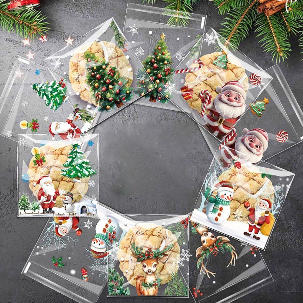 100PCS Snowman Christmas Candy Bag Plastic Packaging Cookie Bags Kids Gifts Packaging Bag  for Xmas
