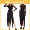 Womens Dark Vampire Costume With Polyester Material And Lace Accents For Cosplay And Events