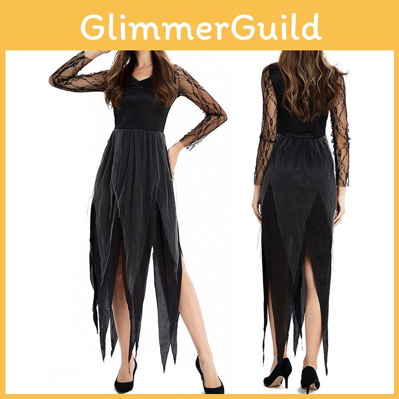 Womens Dark Vampire Costume With Polyester Material And Lace Accents For Cosplay And Events