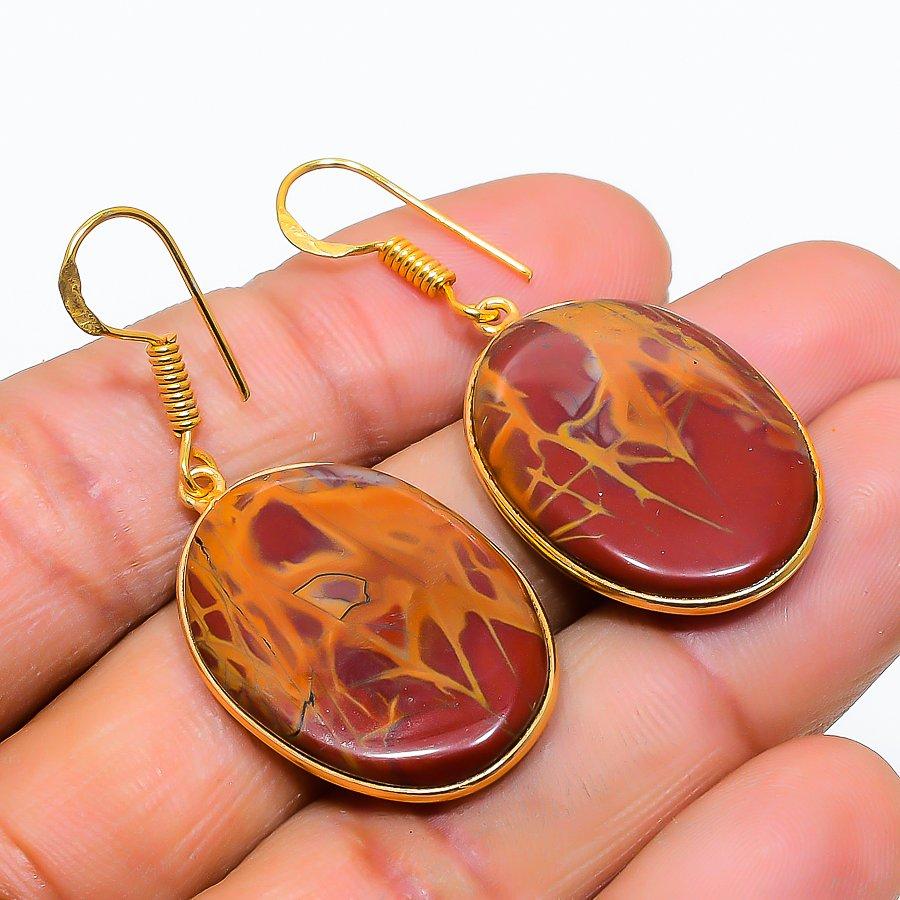Noreena Jasper Gemstone 925 Solid Sterling Silver Jewelry Earring 1.77" GK-5741