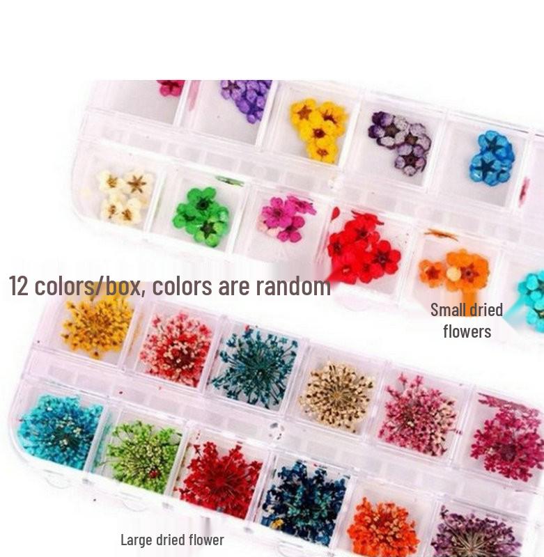 Nail Art 3D Real Dried Flowers - 12 Colors Lace Design
