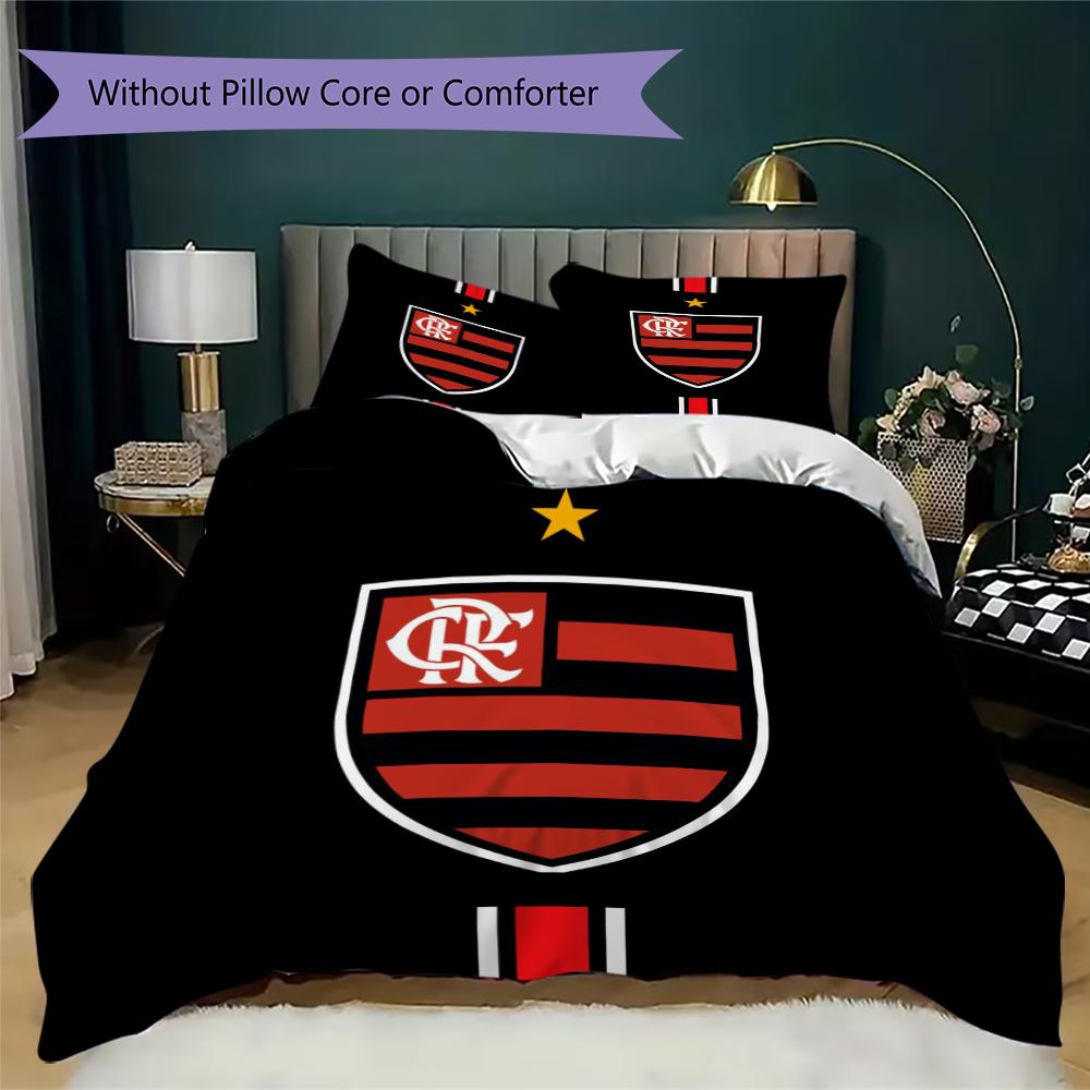 CR Flamengo Pattern Bedding Uilt Set Uilt Cover Pillowcase Home Decoration Birthday Gift (1 * Duvet Cover + 2 * Pillowcase Without Core)