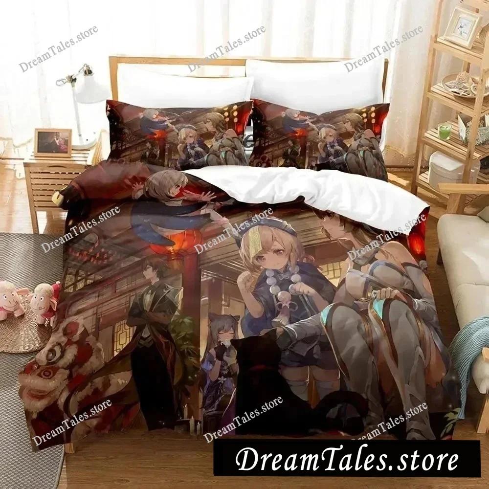 Genshin Impact Arlecchino Cartoon Poster Sheets Quilt Covers Bedding Dormitory Sheets Bedding Set Soft Warm Bedding Set741