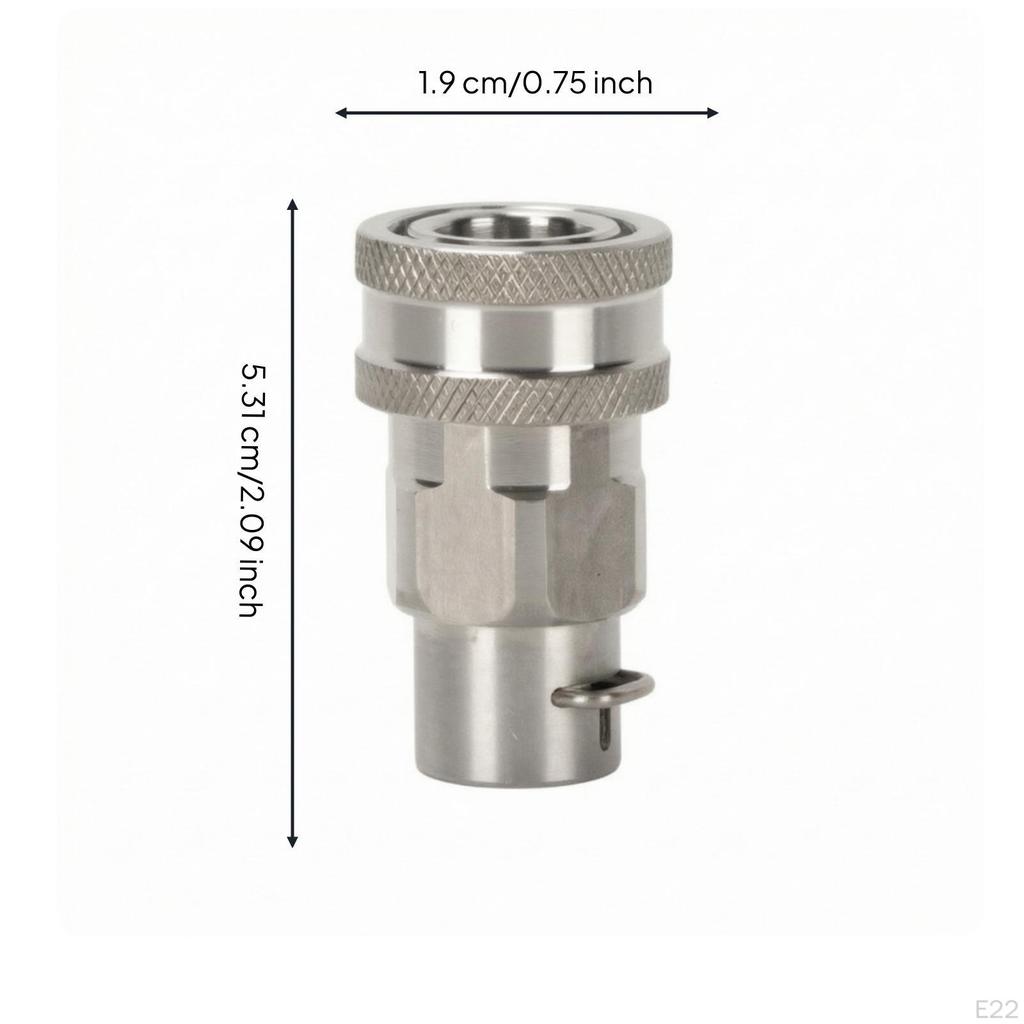 Hose Adapter with Retaining Pin Stainless Steel Pressure Washer Solid Metal PushtoConnect