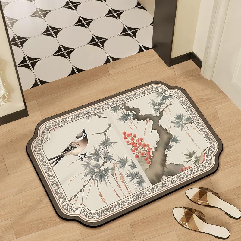 Mid-Autumn Absorbent Cushion Cushion Cute Chinese Flowers and Flowers Foot Mat Toilet Floor Mat Door Non-slip Bathroom Absorbent Cloth