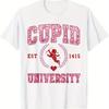 Cupid University EST 1415 Graphic Tee Cotton Casual Round Neck T-Shirt for Valentine Gift