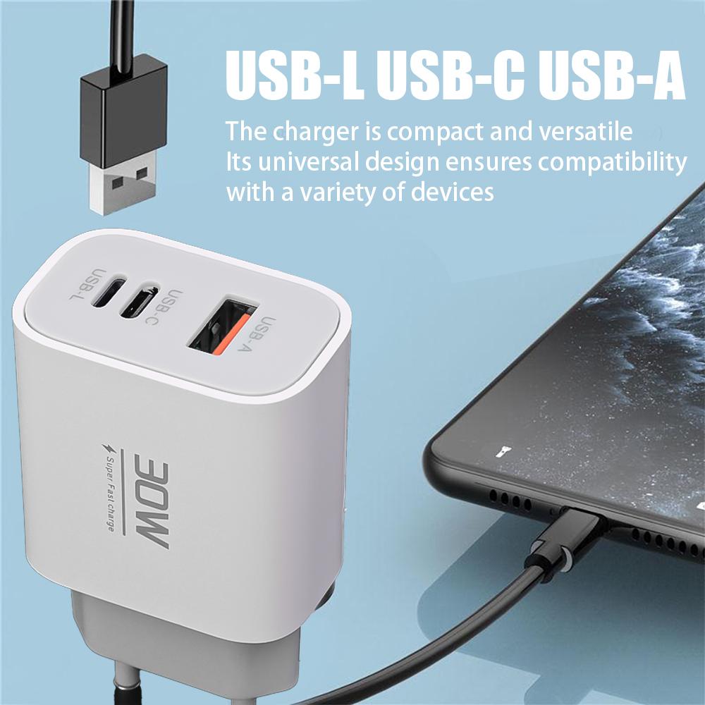 30W USB Type C Travel Charger For iPhone iPad Samsung Xiaomi Tablet Laptop Universal USB-C Fast Charging Chargers EU/US/UK Plug