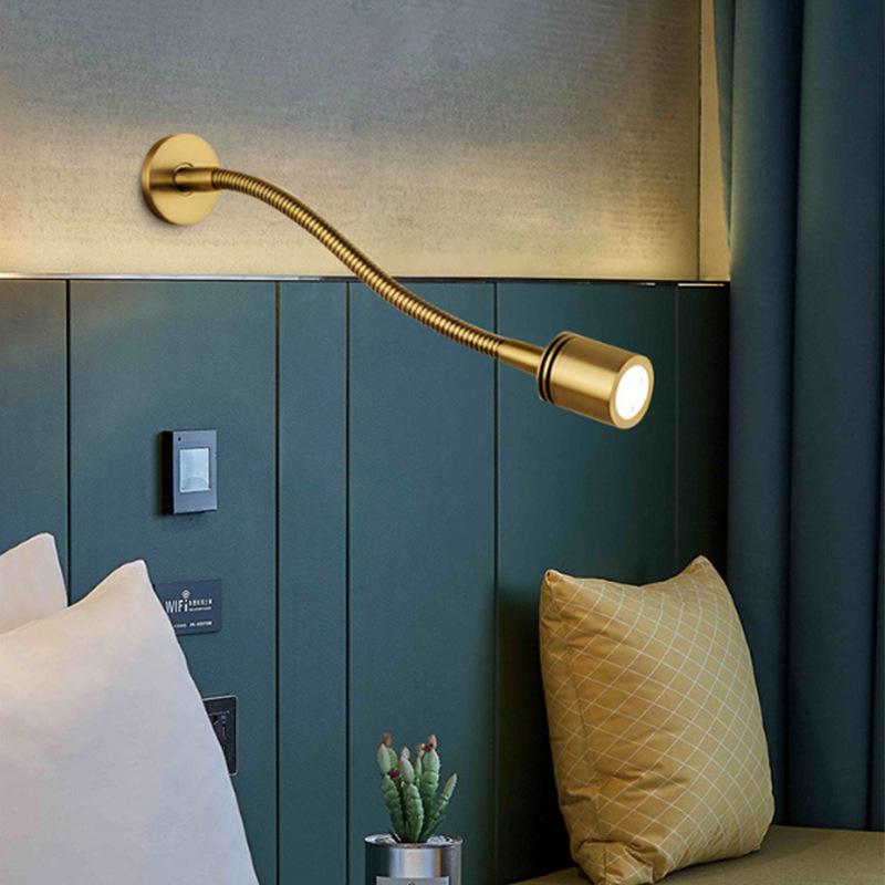Lampă de perete flexibilă cu LED pentru citire cu gât de gâscă, lumina de perete modernă, montată pe perete, pentru dormitor, reflectoare pentru studiul de inginerie hotelieră