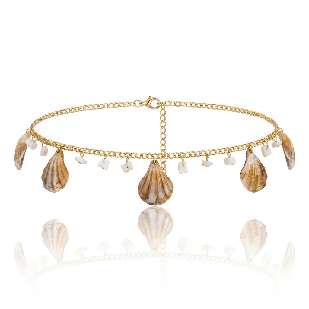 

Summer Beach Seashell Waist Chain Crushed Shell Belly Chain Bohemian Vacation Body Jewelry