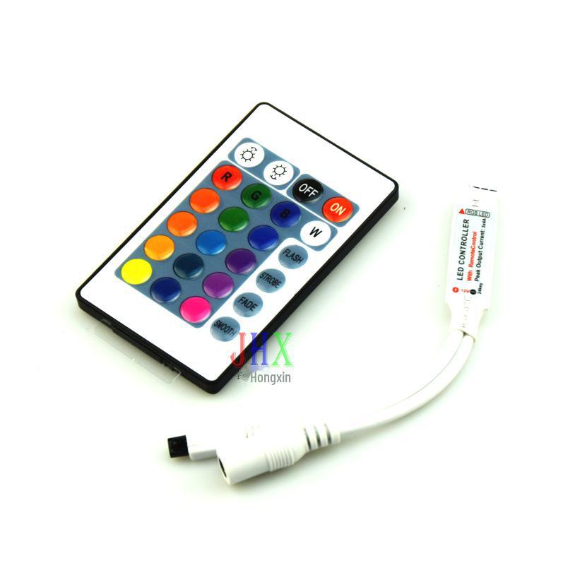 Mini RGB LED Light Strip Controller, 24/44 Key Infrared Remote, 12V Dimmer.