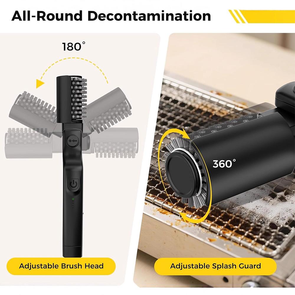 Kabelloser Elektrischer BBQ-Grillreiniger Bürste 180° Drehbar Edelstahlborsten mit Handschuhen Outdoor BBQ Reinigungsbürste für Grills