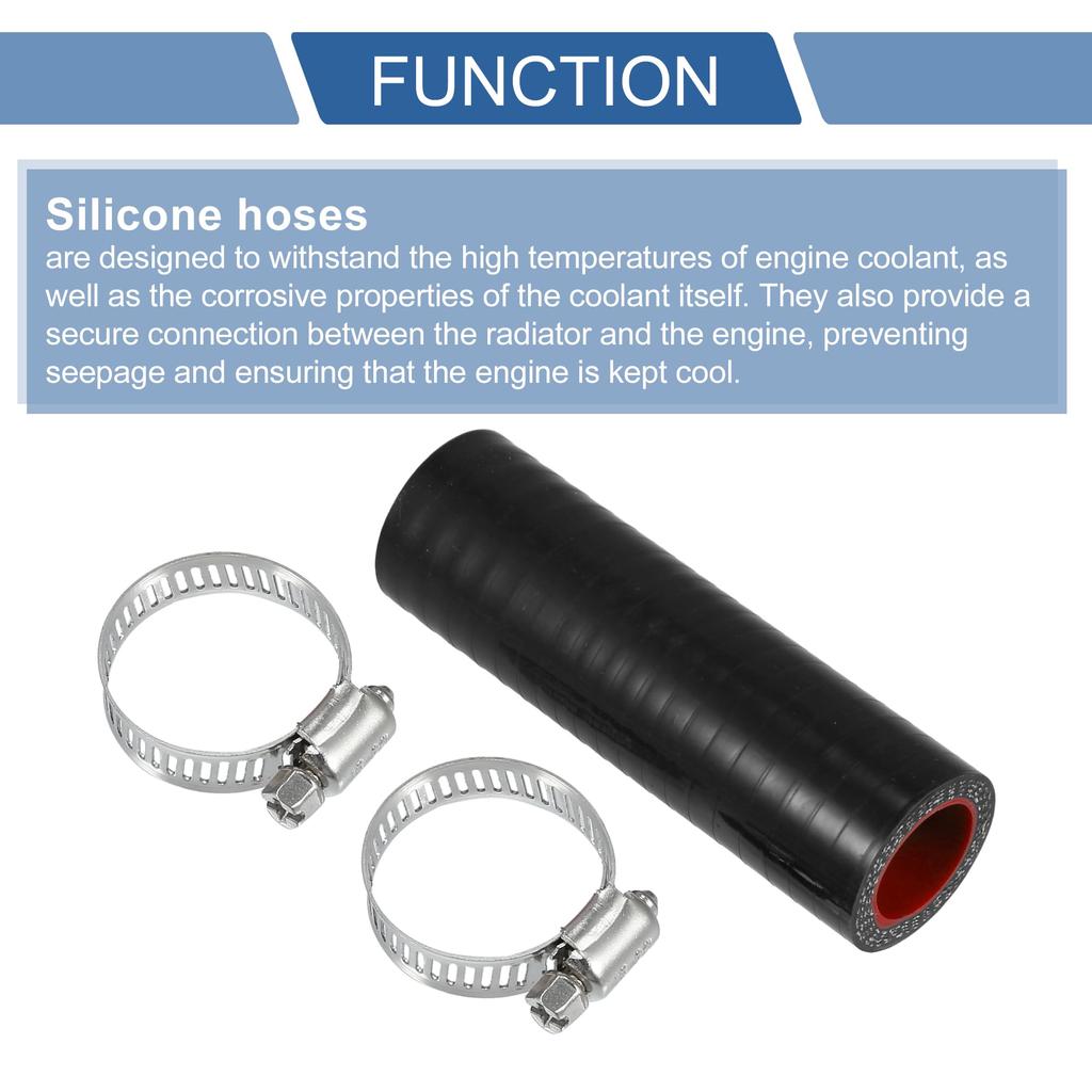 X AUTOHAUX 1 Set Inner Diameter 20mm/0.79" Length 100mm 3.94" 0 Degree Black Red