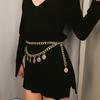Women Vintage Style Coin Pendant Fringed Waist Chain Sexy Queen Embossed Body Chain