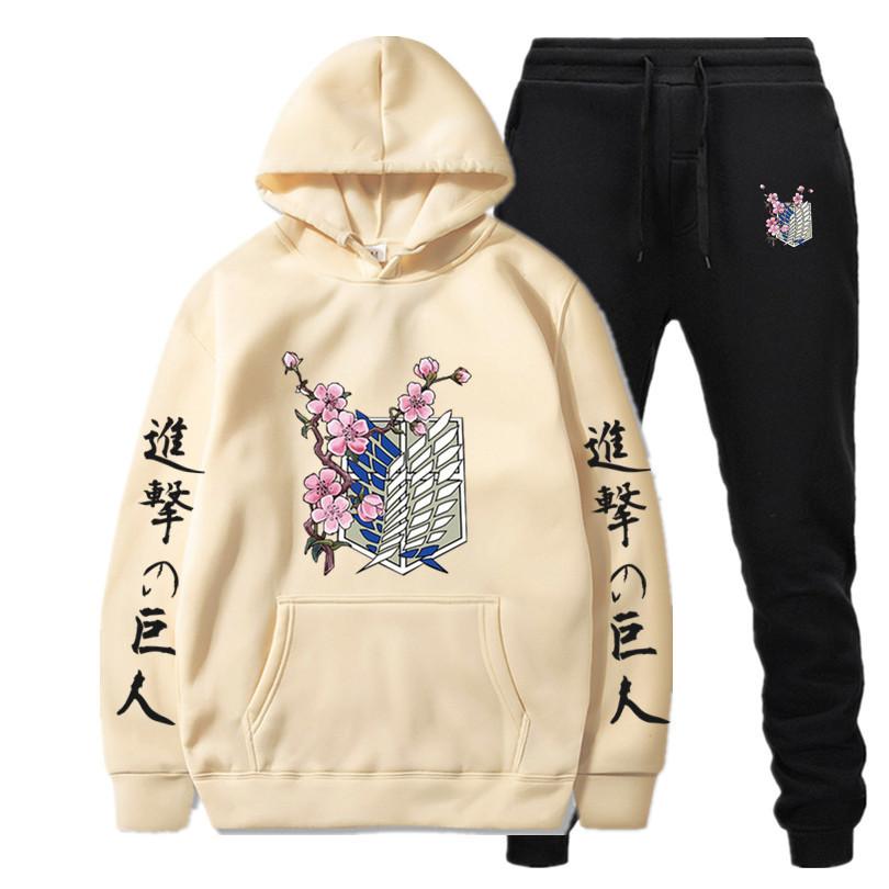 Brand Hoodies Pants Suit Japanese Anime Attack On Titan Sportswear Men Women Streetwear Sweatshirt Tracksuit Casual Sportsuits