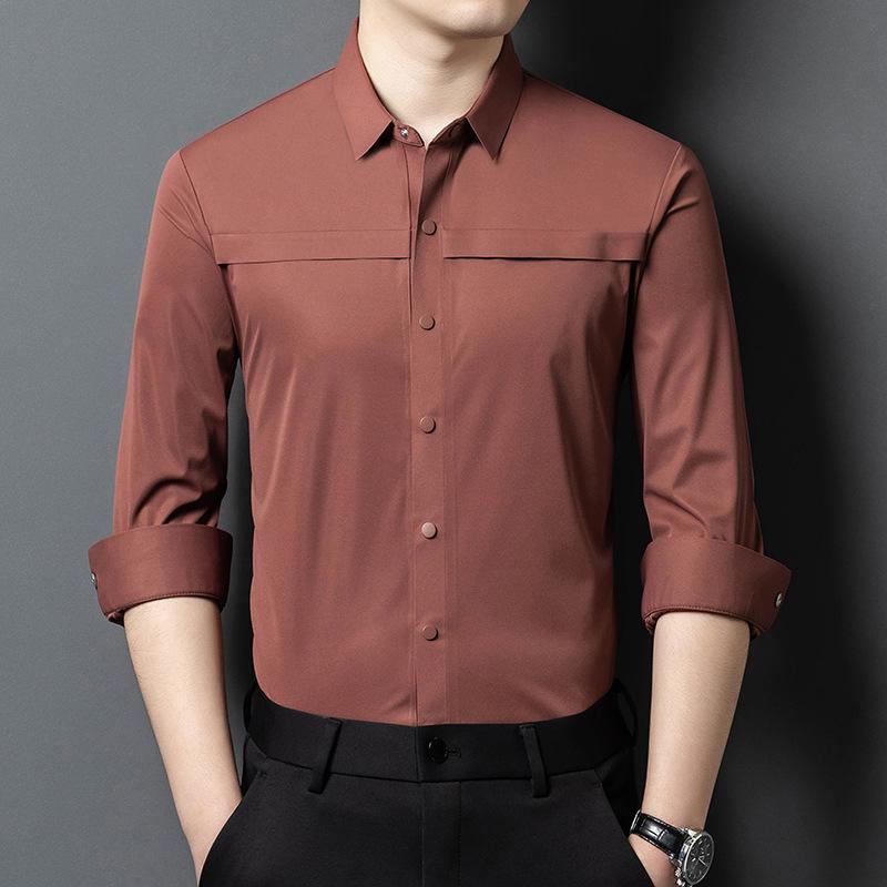 Spring and Autumn Men's Casual Shirt Men's High-end Casual and Versatile High-end Commuter Shirt Men's Long Sleeve Daddy Outfit
