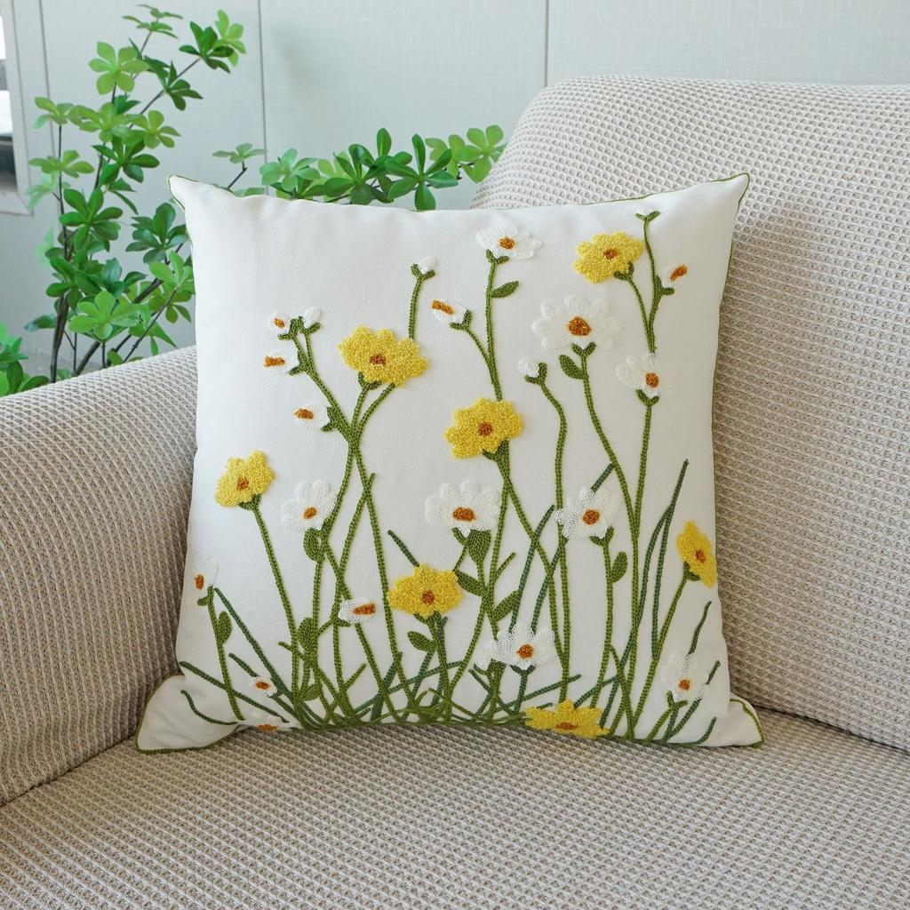 45X45Cm Flower Throw Pillow Cover Plant Embroidered Stamping Waist Cushion Cover Decor Home Decorative Pillowcase New