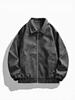 2025 Men's Retro PU Leather Motorcycle Bomber Jacket