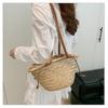 Large capacity bag women's summer new casual shoulder bucket bag woven straw seaside beach bag